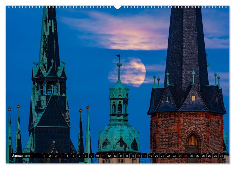 Produktbild: Halle-Luna - Monds&uuml;chtig in Halle-Saale (hochwertiger Premium Wandkalender 2026 DIN A2 quer), Kunstdruck in Hochglanz