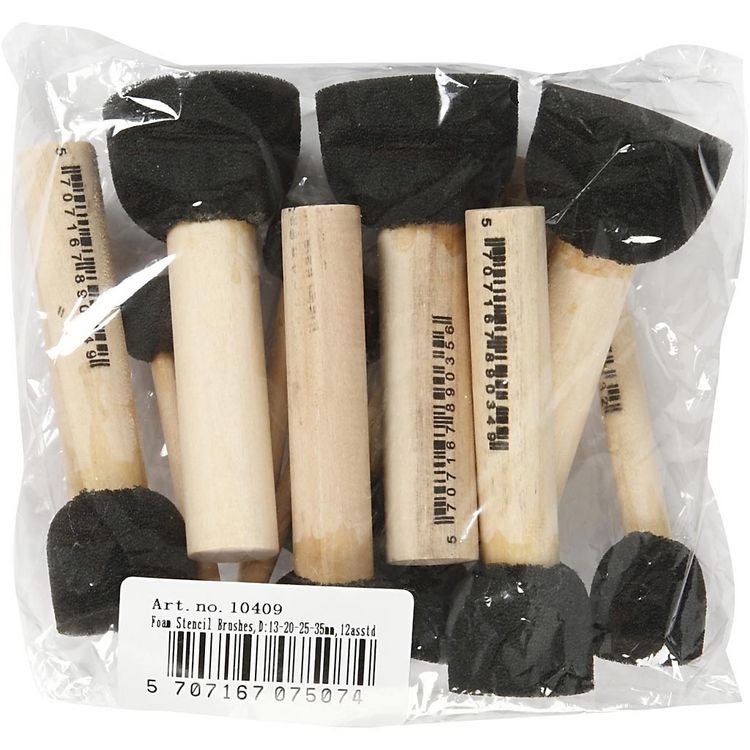 Produktbild: Creativ Company Schaumstoffpinsel, L 9-10 cm, D 13+20+25+35 mm, 12 Stk