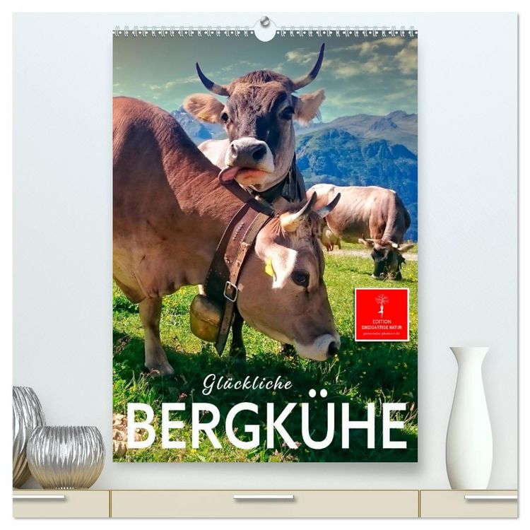 Produktbild: Gl&uuml;ckliche Bergk&uuml;he (hochwertiger Premium Wandkalender 2026 DIN A2 hoch), Kunstdruck in Hochglanz