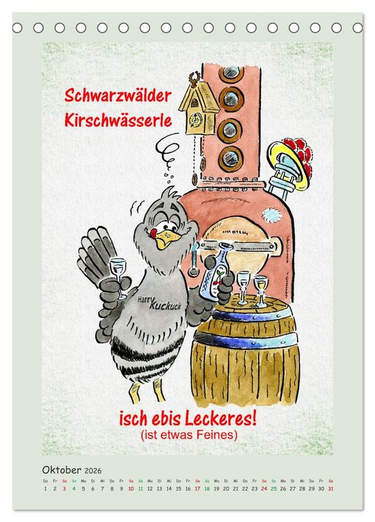 Produktbild: Bollenhut Cartoons (Tischkalender 2026 DIN A5 hoch), CALVENDO Monatskalender