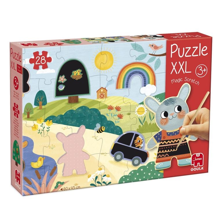 Produktbild: Goula 1110100493 - XXL Puzzle Magic Scratch, Zauber-Kratz-Puzzle, 28 Teile
