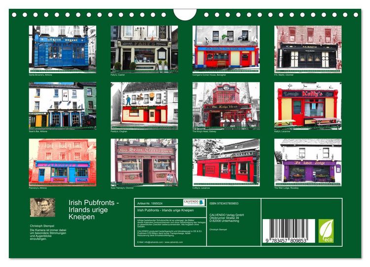 Produktbild: Irish Pubfronts - Irlands urige Kneipen (Wandkalender 2026 DIN A4 quer), CALVENDO Monatskalender