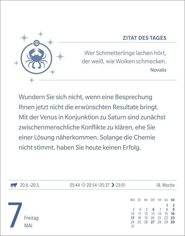 Produktbild: Krebs Sternzeichenkalender 2027 - Tagesabrei&szlig;kalender - Ihr Horoskop f&uuml;r jeden Tag