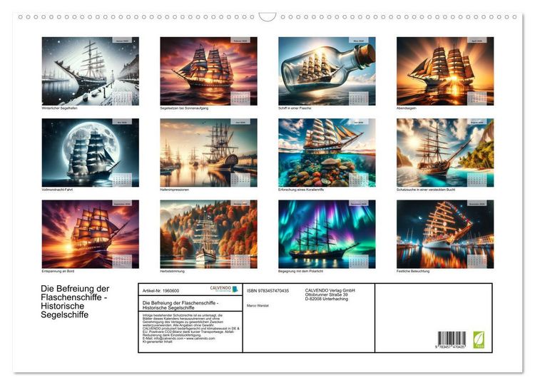 Produktbild: Die Befreiung der Flaschenschiffe - Historische Segelschiffe (Wandkalender 2026 DIN A2 quer), CALVENDO Monatskalender