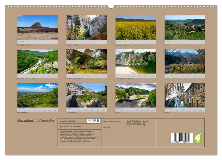 Produktbild: Bezaubernde Ard&egrave;che (hochwertiger Premium Wandkalender 2026 DIN A2 quer), Kunstdruck in Hochglanz