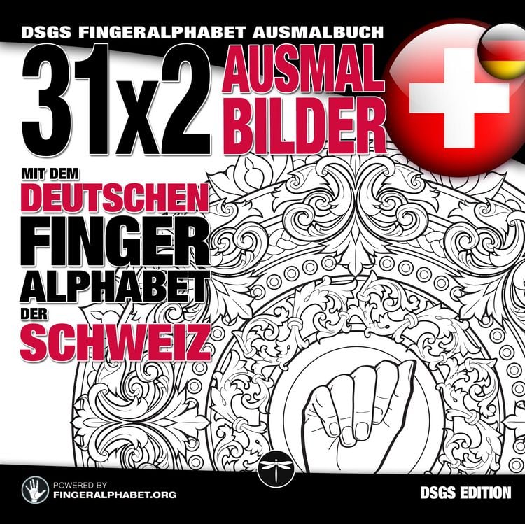 Produktbild: 31x2 Ausmalbilder mit dem deutschen Fingeralphabet der Schweiz
