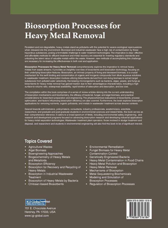 Produktbild: Biosorption Processes for Heavy Metal Removal