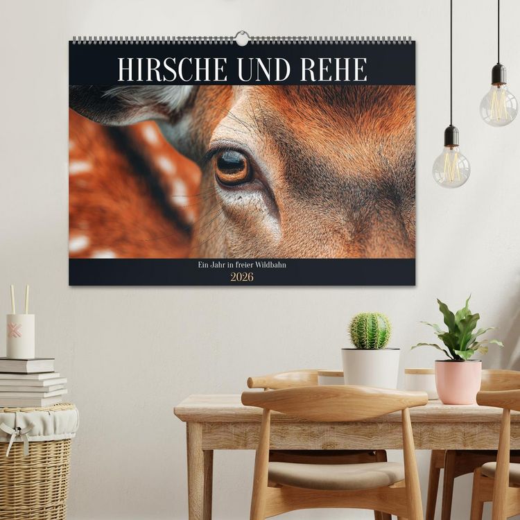 Produktbild: HIRSCHE UND REHE - Ein Jahr in freier Wildbahn (Wandkalender 2026 DIN A2 quer), CALVENDO Monatskalender