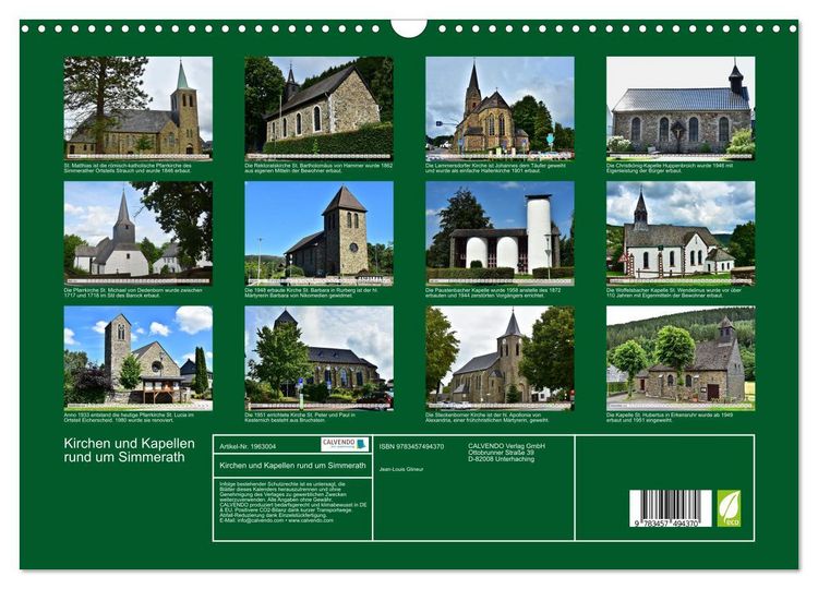 Produktbild: Kirchen und Kapellen rund um Simmerath (Wandkalender 2026 DIN A3 quer), CALVENDO Monatskalender