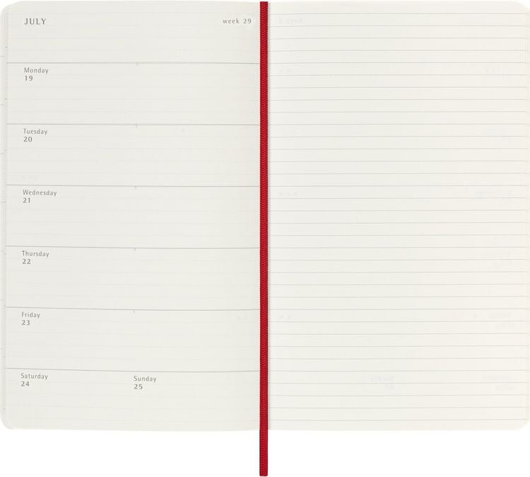 Produktbild: Moleskine 18 Monate Wochen Notizkalender 2026/2027, Large/A5, 1 Wo = 1 Seite, rechts linierte Seite, Weicher Einband, Scharlachrot