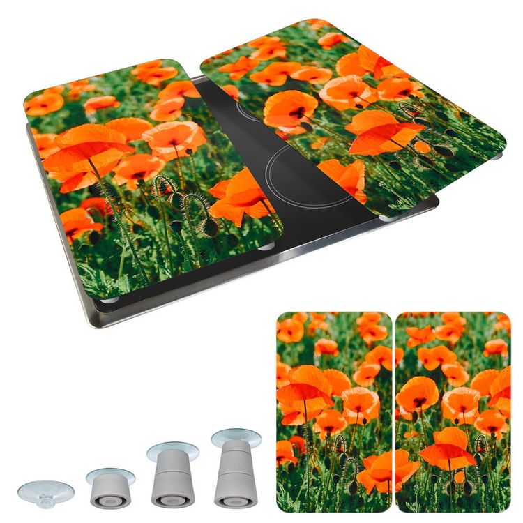 Produktbild: Herdabdeckplatte Universal Mod. Mohnfeld, 2er Set, f&uuml;r alle Herdarten geeignet