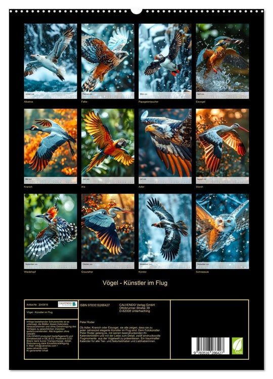 Produktbild: V&ouml;gel - K&uuml;nstler im Flug (hochwertiger Premium Wandkalender 2026 DIN A2 hoch), Kunstdruck in Hochglanz