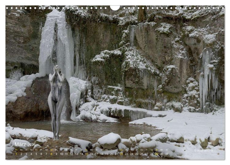 Produktbild: BODYPAINTING AM WASSERFALL VON LINN (Wandkalender 2026 DIN A3 quer), CALVENDO Monatskalender