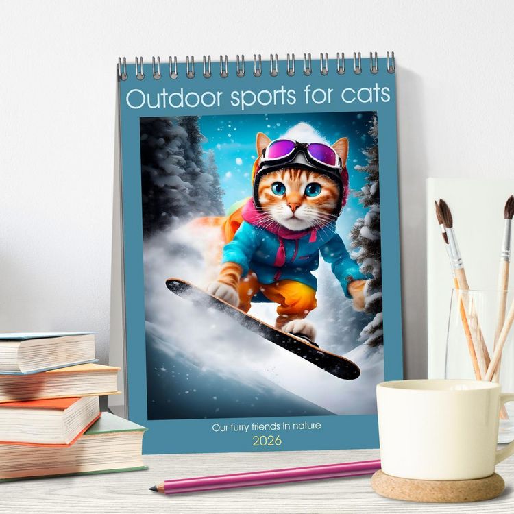 Produktbild: Outdoor sports for cats (Desk Calendar 2026 DIN A5 portrait), CALVENDO 12 Month DeskCalendar
