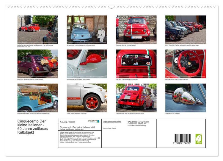 Produktbild: Cinquecento Der kleine Italiener - 60 Jahre zeitloses Kultobjekt (hochwertiger Premium Wandkalender 2026 DIN A2 quer), Kunstdruck in Hochglanz
