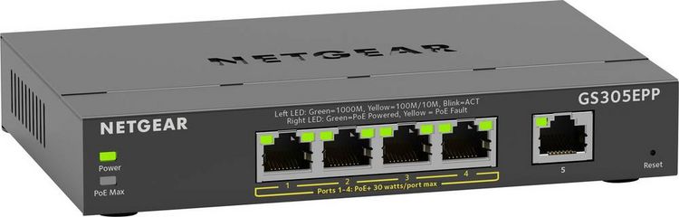 Produktbild: NETGEAR GS305EP-100PES Plus GS305EP Netzwerk Switch 5 Port