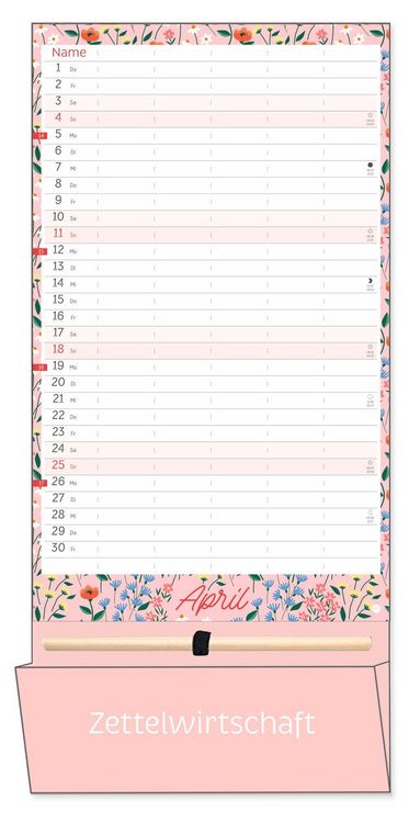 Produktbild: Deko-Familienplaner mit Tasche Flower Time 2027
