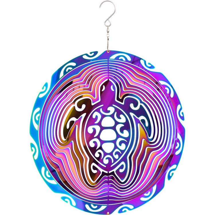 Produktbild: Kinetic Art: Metal Hanging Wind Spinner: 3D Vibrant Turtle