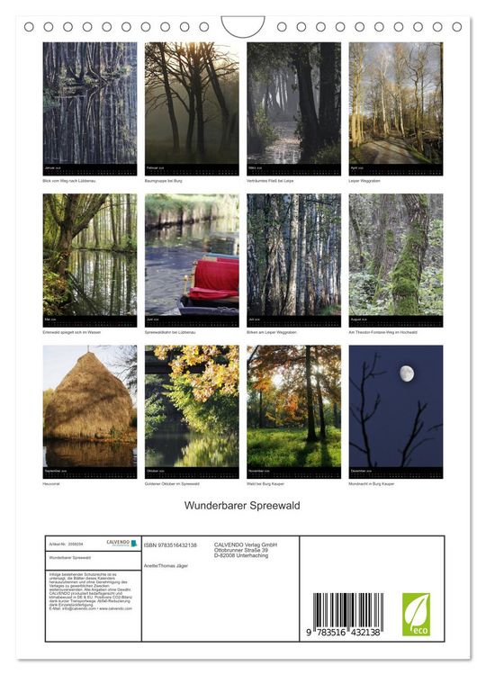 Produktbild: Wunderbarer Spreewald (Wandkalender 2026 DIN A4 hoch), CALVENDO Monatskalender