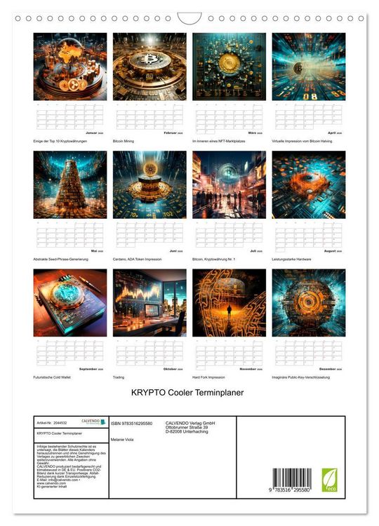 Produktbild: KRYPTO Cooler Terminplaner (Wandkalender 2026 DIN A3 hoch), CALVENDO Monatskalender