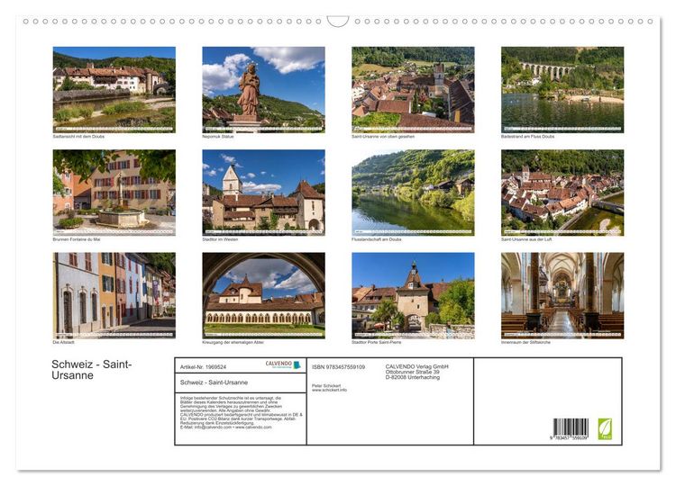 Produktbild: Schweiz - Saint-Ursanne (Wandkalender 2026 DIN A2 quer), CALVENDO Monatskalender