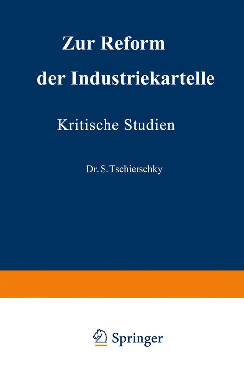Produktbild: Zur Reform der Industriekartelle