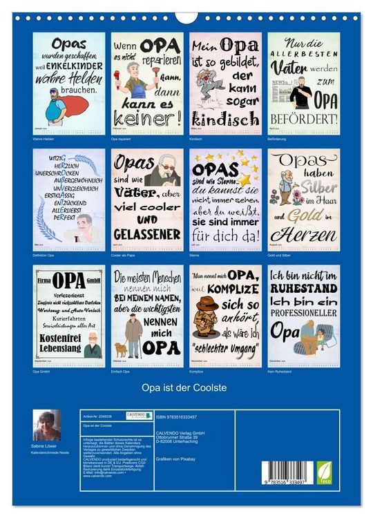 Produktbild: Opa ist der Coolste (Wandkalender 2026 DIN A3 hoch), CALVENDO Monatskalender