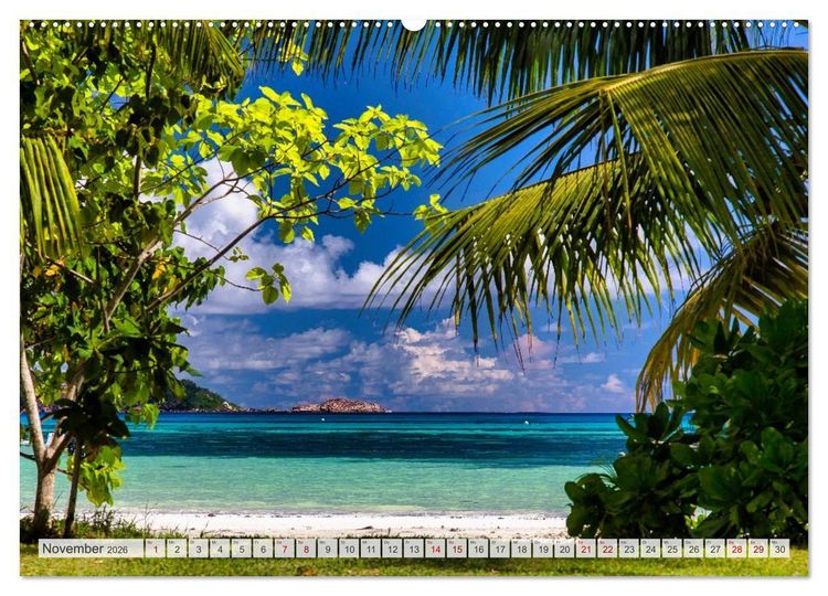 Produktbild: Inseln, Licht und Meer - die Seychellen (Wandkalender 2026 DIN A2 quer), CALVENDO Monatskalender