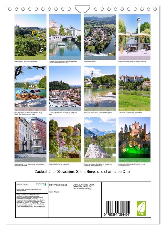 Produktbild: Zauberhaftes Slowenien. Seen, Berge und charmante Orte (Wandkalender 2027 DIN A4 hoch), CALVENDO Monatskalender