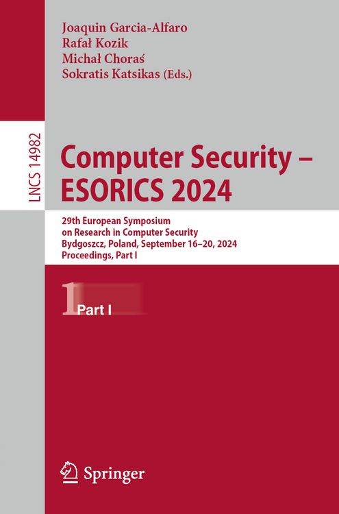 Produktbild: Computer Security &ndash; ESORICS 2024