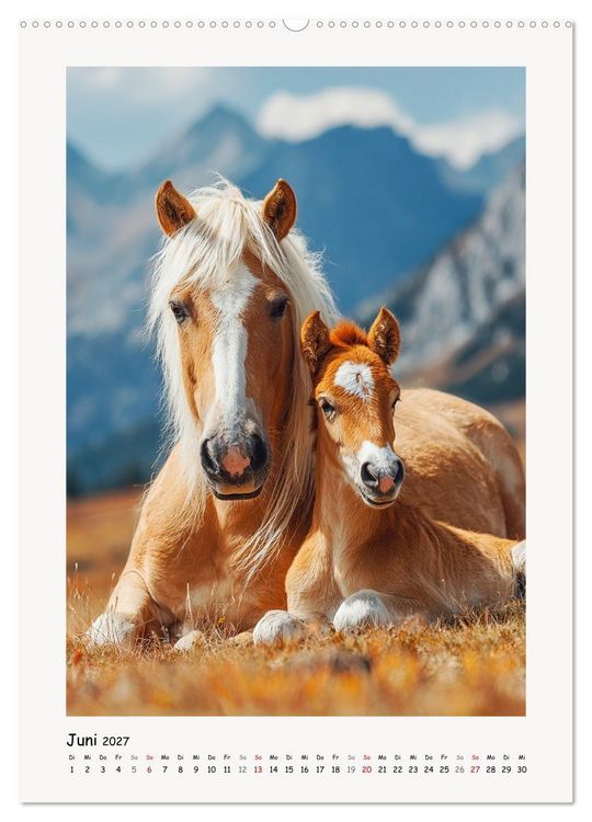Produktbild: Berge und M&auml;hnen. Haflinger zwischen Alm, Sonne und Freiheit (hochwertiger Premium Wandkalender 2027 DIN A2 hoch), Kunstdruck in Hochglanz