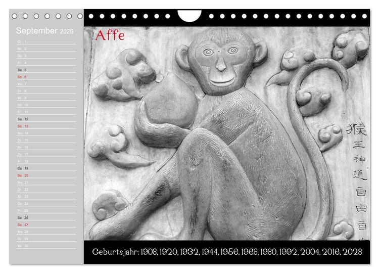 Produktbild: Das Chinesische Horoskop / Geburtstagskalender (Wandkalender 2026 DIN A4 quer), CALVENDO Monatskalender