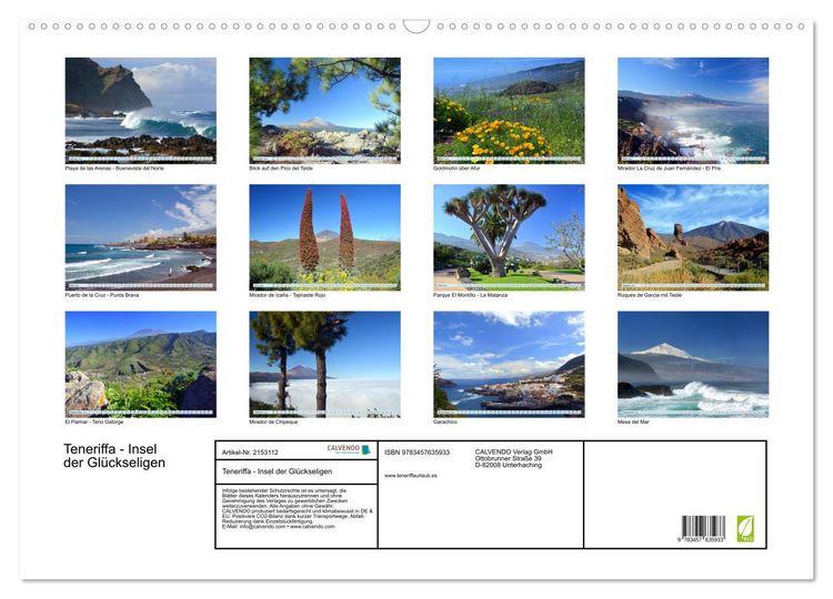 Produktbild: Teneriffa - Insel der Gl&uuml;ckseligen (Wandkalender 2026 DIN A2 quer), CALVENDO Monatskalender