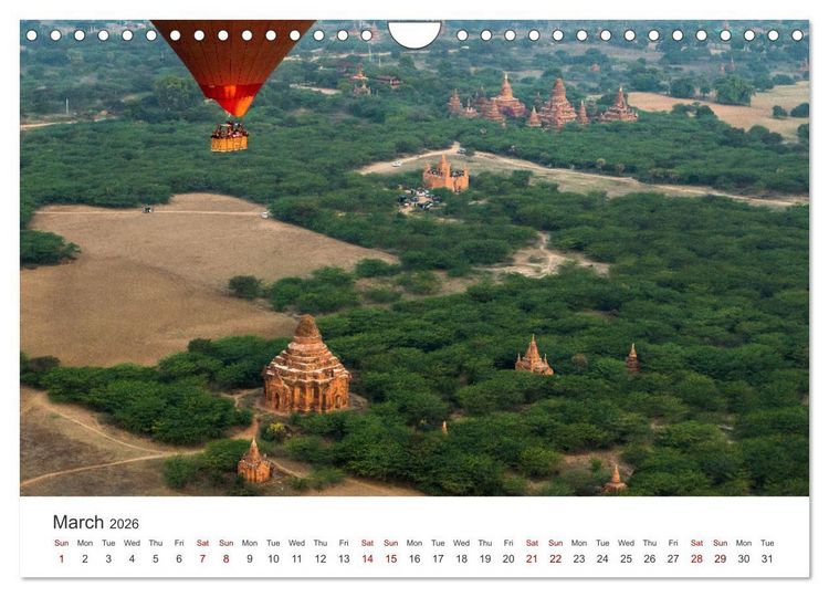 Produktbild: Bagan - Pagodas in the forest (Wall Calendar 2026 DIN A4 landscape), CALVENDO 12 Month Wall Calendar