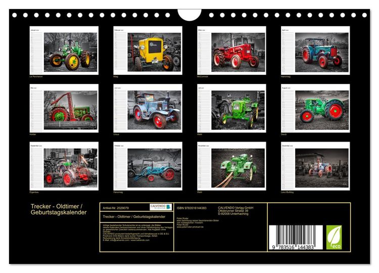 Produktbild: Trecker - Oldtimer / Geburtstagskalender (Wandkalender 2026 DIN A4 quer), CALVENDO Monatskalender