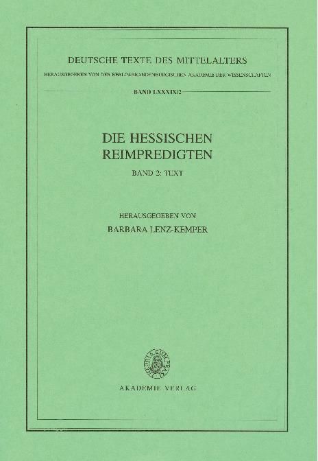 Produktbild: Die Hessischen Reimpredigten