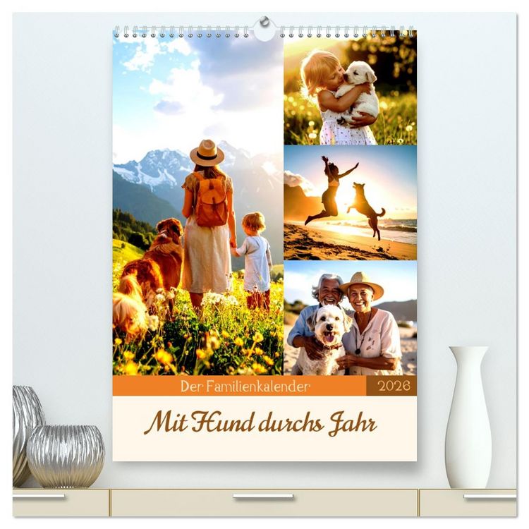 Produktbild: Der Familienkalender - Mit Hund durchs Jahr (hochwertiger Premium Wandkalender 2026 DIN A2 hoch), Kunstdruck in Hochglanz