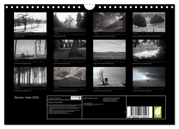 Produktbild: B&auml;ume trees 2026 (Wandkalender 2026 DIN A4 quer), CALVENDO Monatskalender