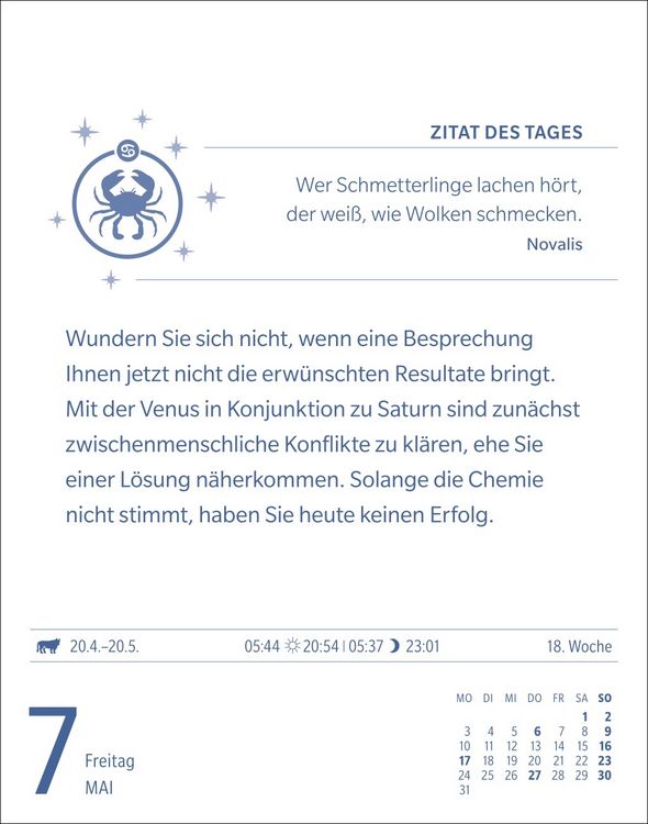 Produktbild: Krebs Sternzeichenkalender 2027 - Tagesabrei&szlig;kalender - Ihr Horoskop f&uuml;r jeden Tag