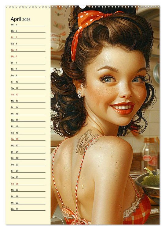 Produktbild: Schatz, ich hab gekocht! Sexy-lustige Pin-up-Girls in der K&uuml;che (hochwertiger Premium Wandkalender 2026 DIN A2 hoch), Kunstdruck in Hochglanz