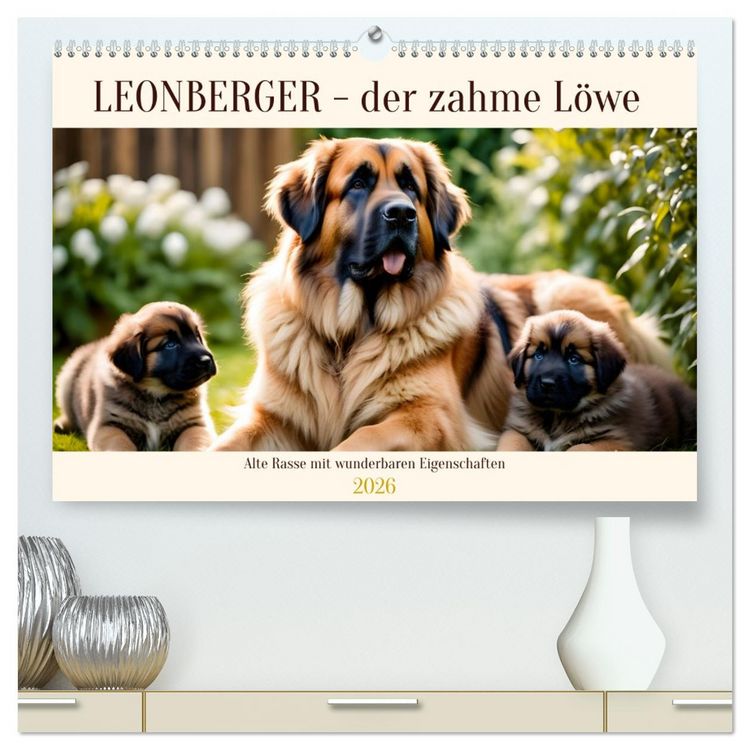Produktbild: Leonberger - der zahme L&ouml;we (hochwertiger Premium Wandkalender 2026 DIN A2 quer), Kunstdruck in Hochglanz