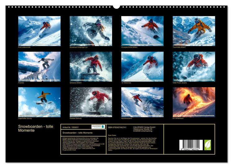 Produktbild: Snowboarden - tolle Momente (hochwertiger Premium Wandkalender 2026 DIN A2 quer), Kunstdruck in Hochglanz