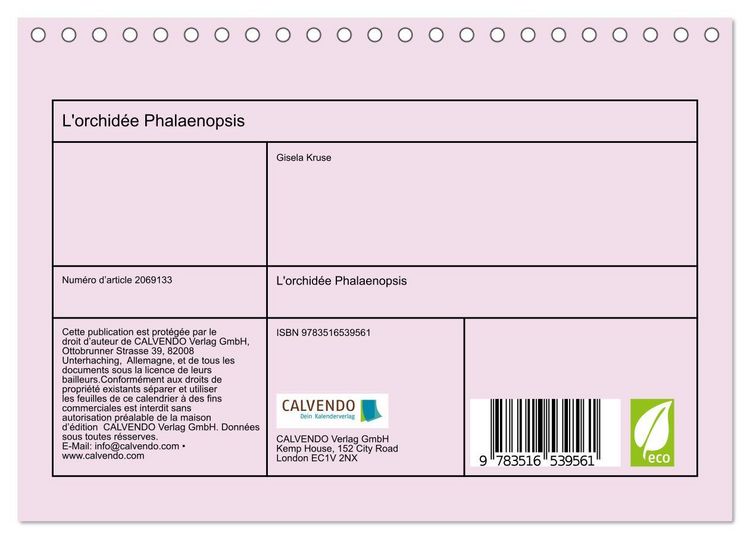 Produktbild: L'orchid&eacute;e Phalaenopsis (Calendrier de bureau 2026 DIN A5 vertical), CALVENDO calendrier mensuel