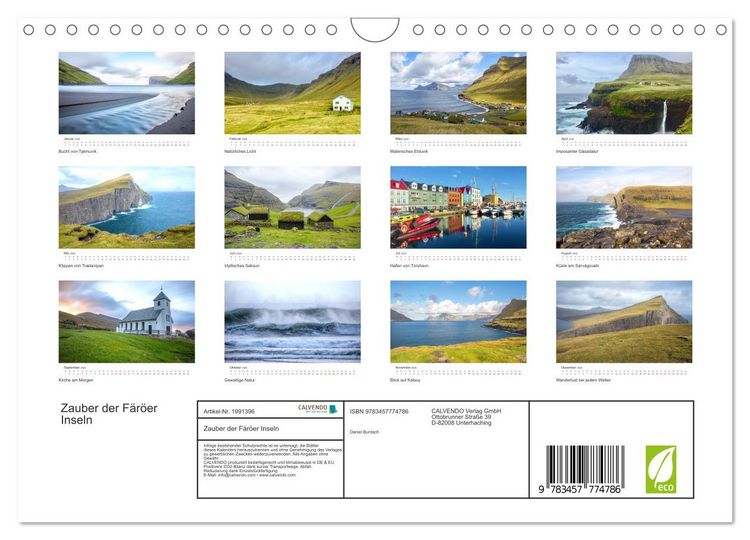 Produktbild: Zauber der F&auml;r&ouml;er Inseln (Wandkalender 2026 DIN A4 quer), CALVENDO Monatskalender
