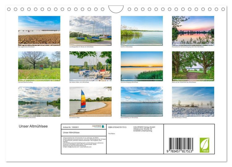 Produktbild: Unser Altm&uuml;hlsee (Wandkalender 2026 DIN A4 quer), CALVENDO Monatskalender