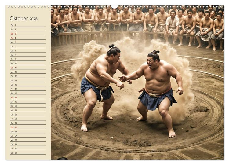 Produktbild: KI Sumo-K&auml;mpfer Im Ring der Giganten (Wandkalender 2026 DIN A2 quer), CALVENDO Monatskalender