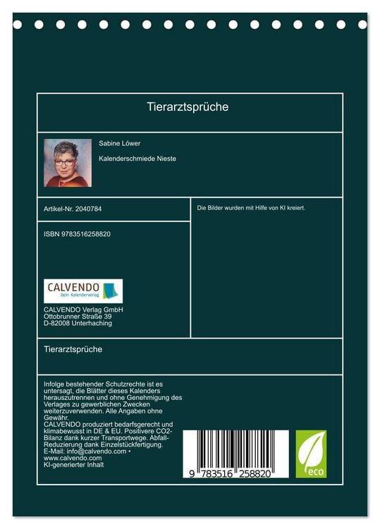 Produktbild: Tierarztspr&uuml;che (Tischkalender 2026 DIN A5 hoch), CALVENDO Monatskalender