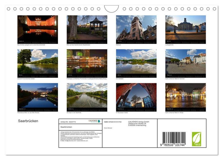 Produktbild: Saarbr&uuml;cken (Wandkalender 2026 DIN A4 quer), CALVENDO Monatskalender