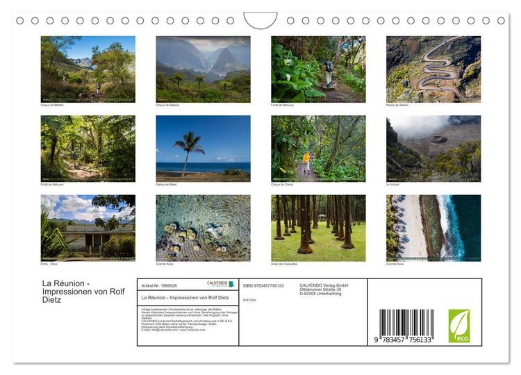 Produktbild: La R&eacute;union - Impressionen von Rolf Dietz (Wandkalender 2026 DIN A4 quer), CALVENDO Monatskalender