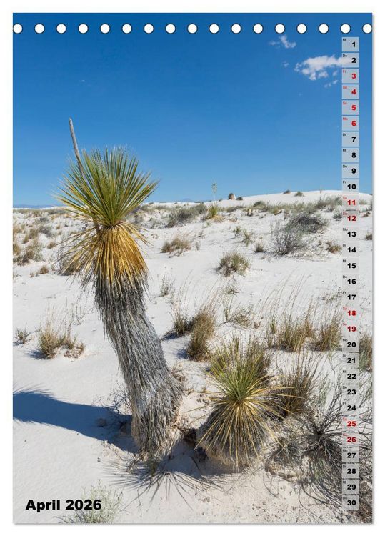 Produktbild: WHITE SANDS NATIONAL MONUMENT W&uuml;stenimpressionen (Tischkalender 2026 DIN A5 hoch), CALVENDO Monatskalender